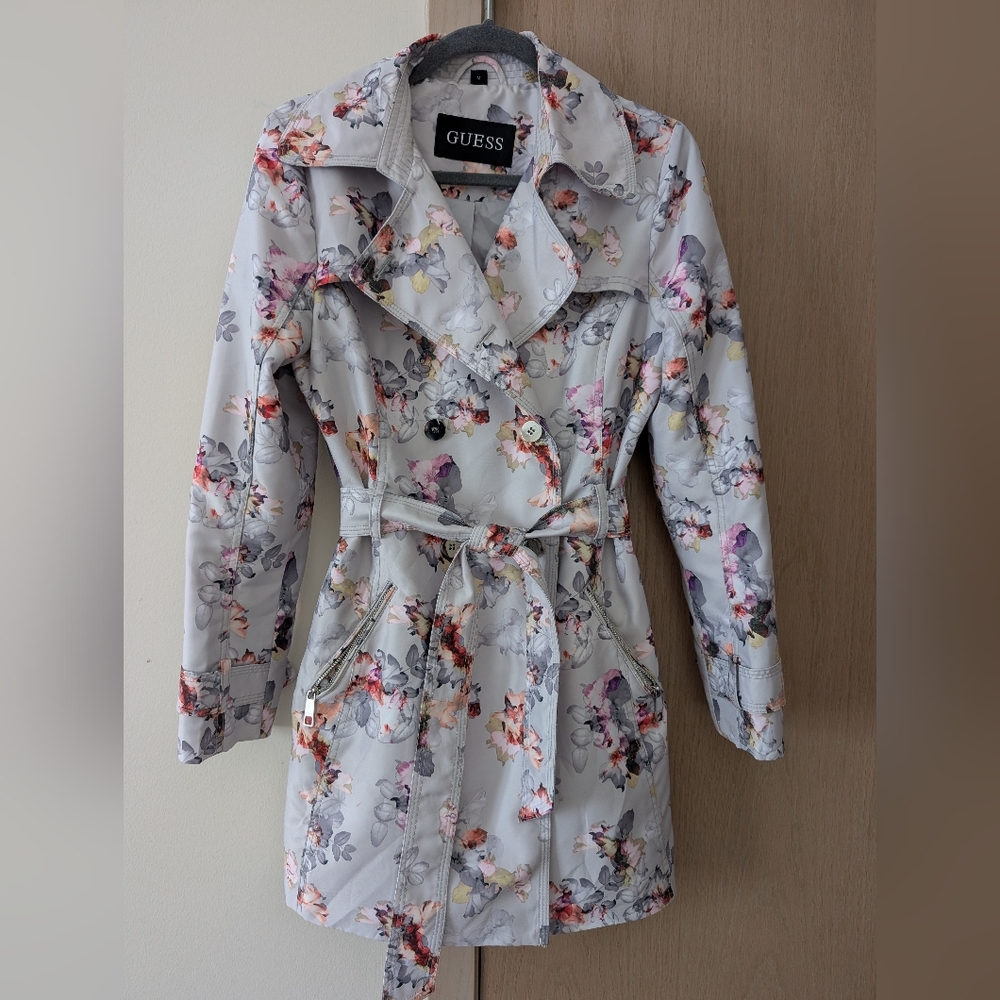 Guess Floral Trench Coat - Size M | Spring Fall Casual Style